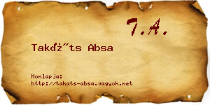 Takáts Absa névjegykártya